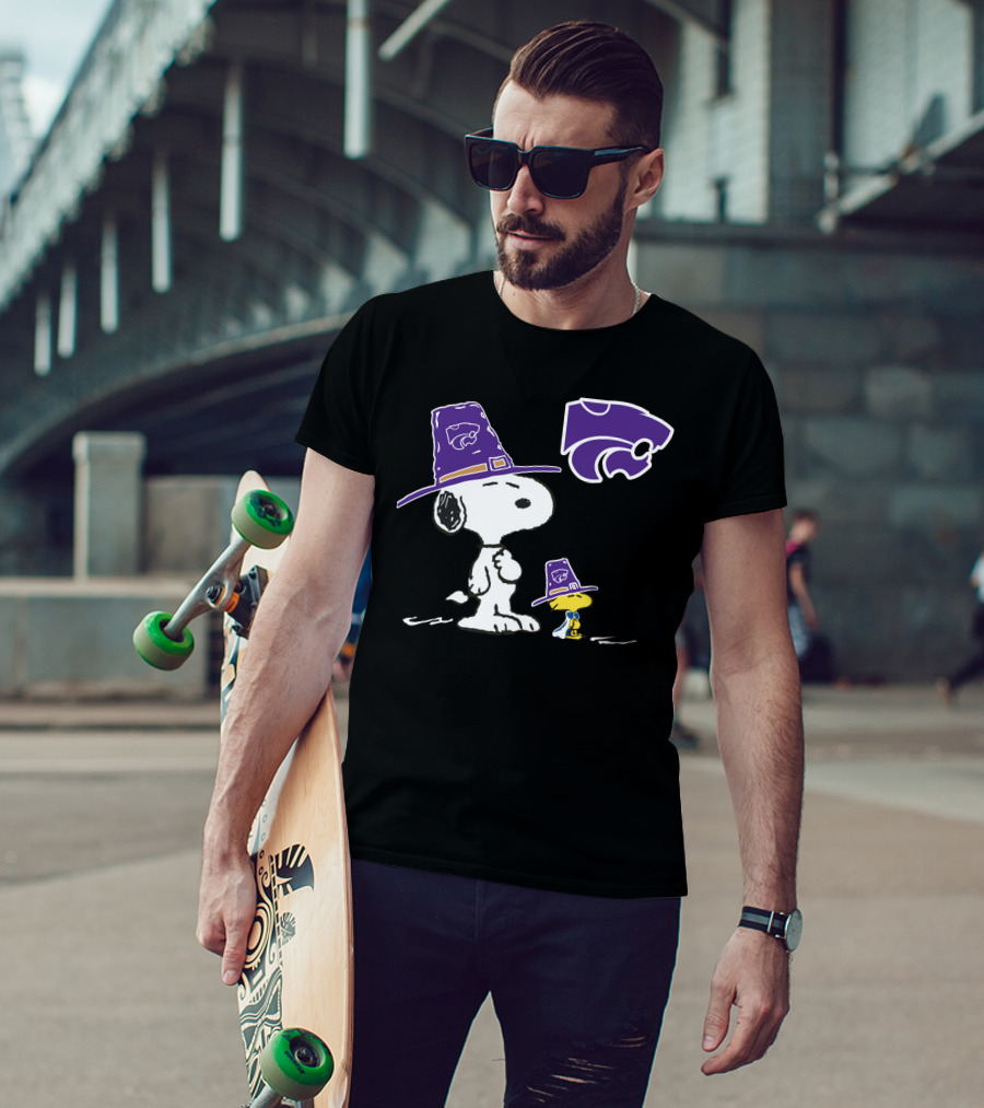 Kansas State Wildcats Snoopy And Woodstock Pilgrim Hats T-Shirt