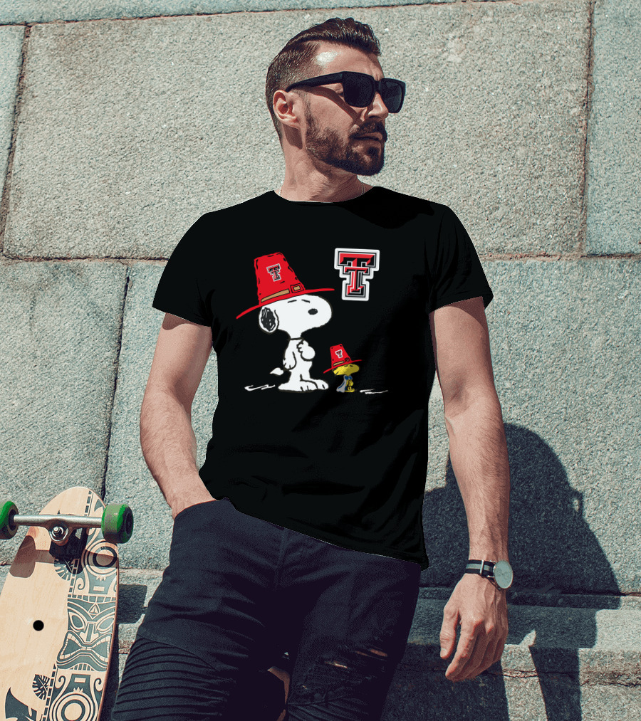 Texas Tech Red Raiders Snoopy Woodstock TTU Hat T-Shirt