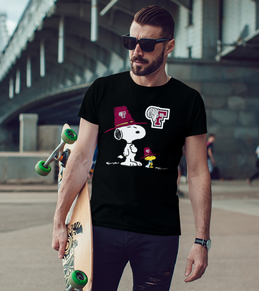 Fordham Snoopy Woodstock Maroon Hats Ram T-Shirt
