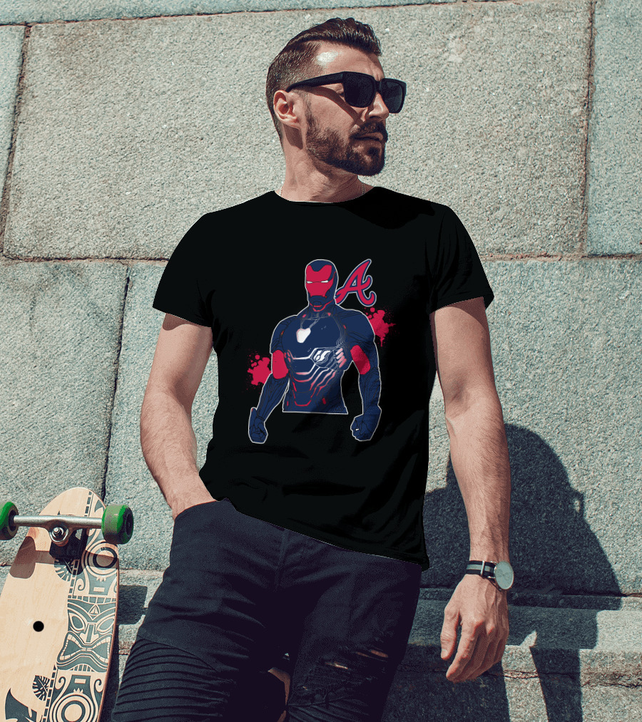 Iron Man Braves Collaboration Featuring Iconic Armor And Baseball T-Shirt