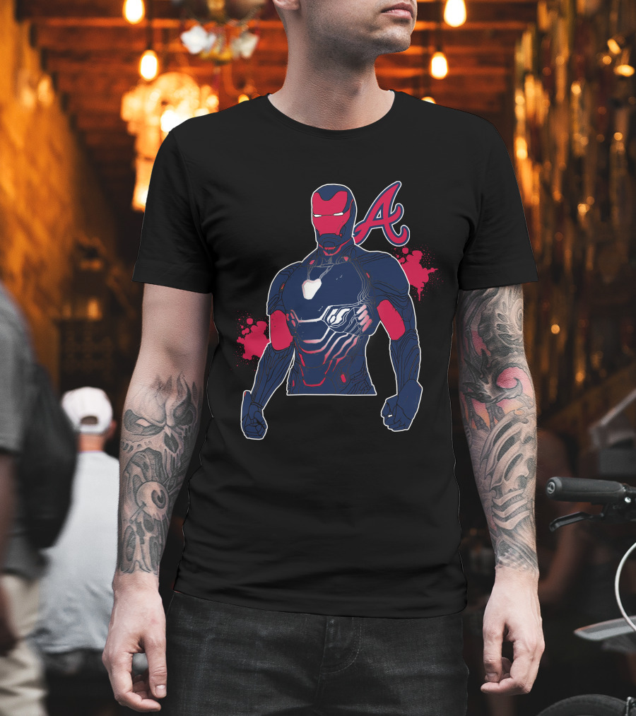 Iron Man Braves Collaboration Featuring Iconic Armor And Baseball T-Shirt