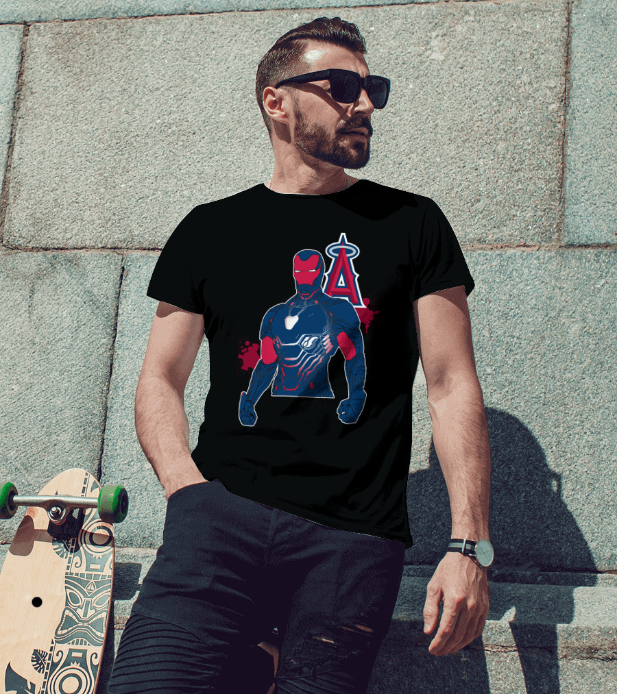 Iron Man Suit With Los Angeles Angels Halo T-Shirt