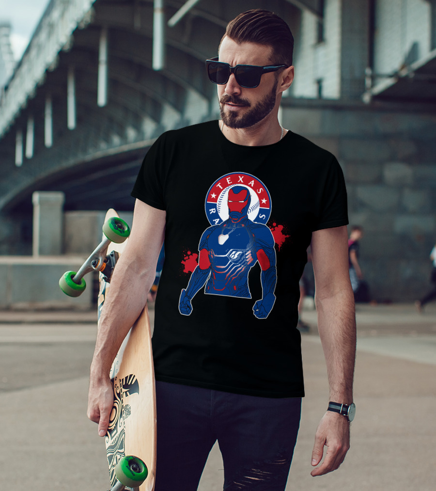 Iron Man Texas Rangers Baseball Fusion T-Shirt