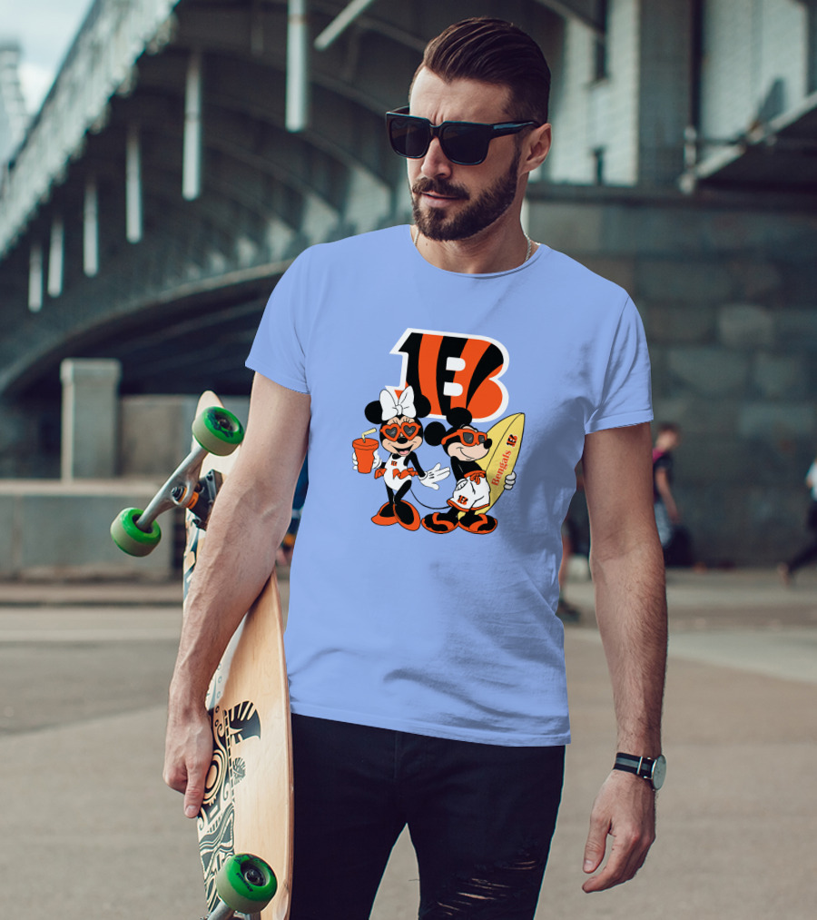 Bengals Mickey And Minnie Vacation Surfer Adventure T-Shirt