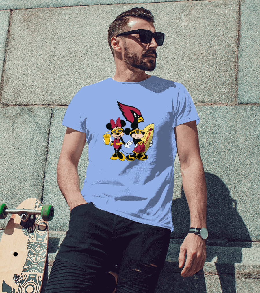 Cardinals Mickey Happy Vacation Surfboarding Fun T-Shirt