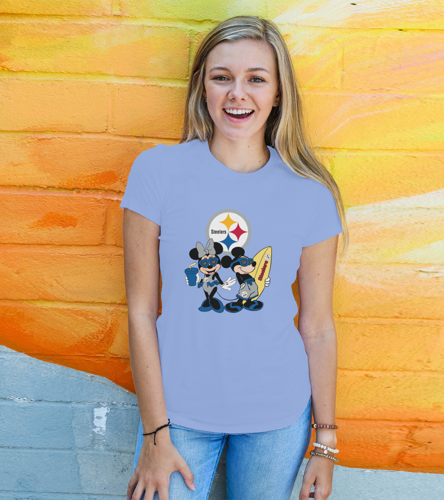 Steelers Mickey And Minnie Happy Vacation Adventure T-Shirt