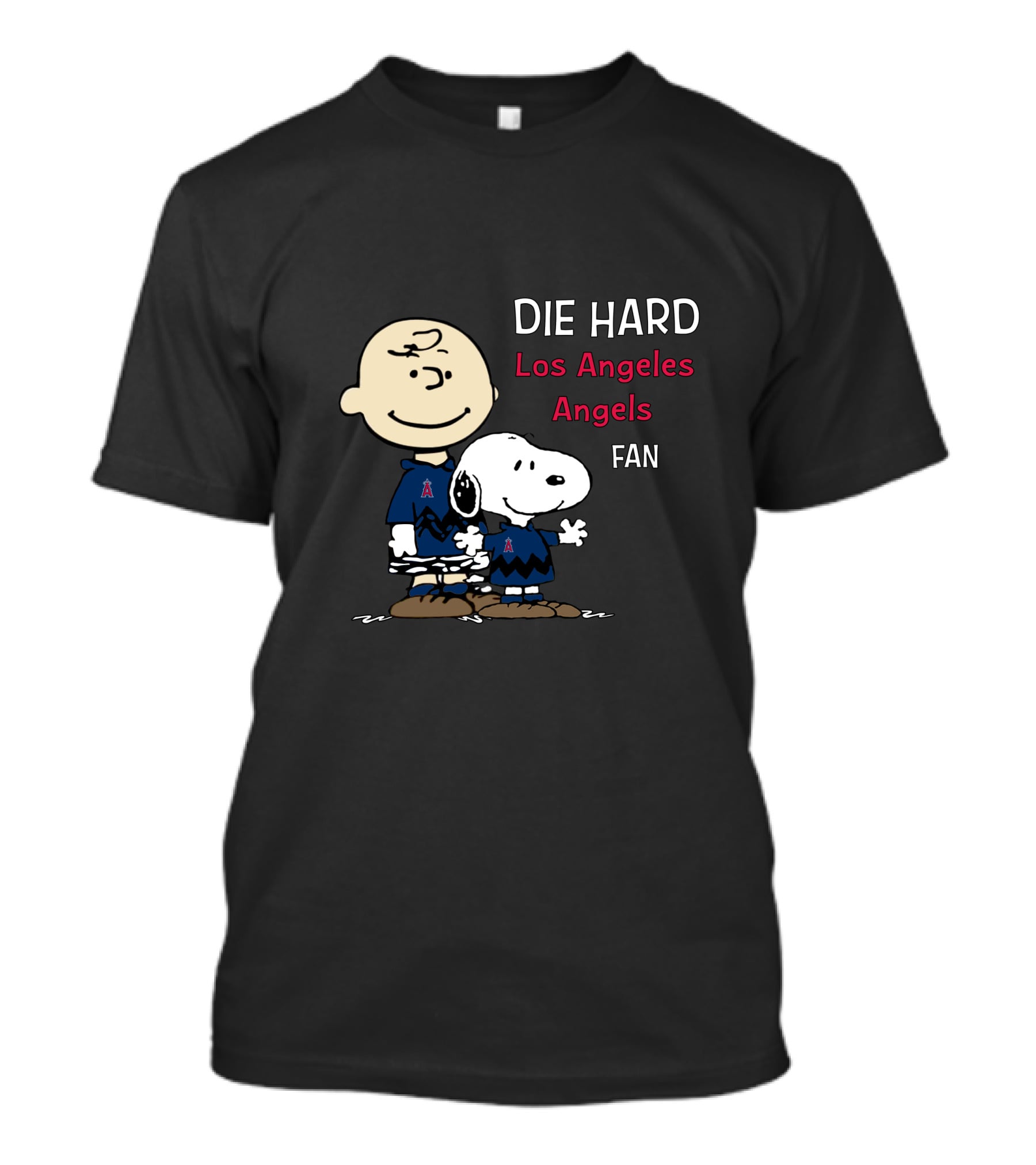 Die Hard Los Angeles Angels Fan Snoopy And Charlie Brown T-Shirt