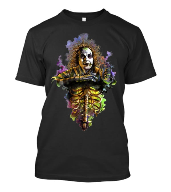 Beetlejuice Bio Exorcist Undead Ghost Character Holding Card T-Shirt