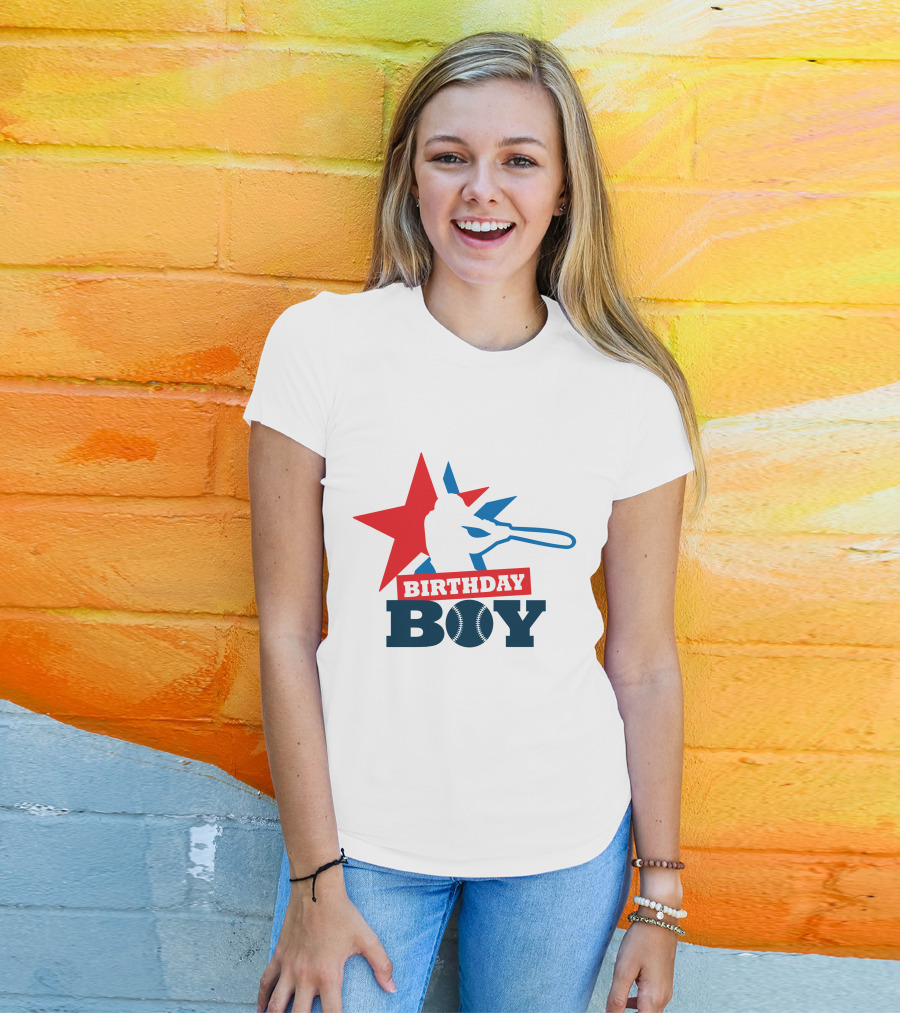 Birthday Boy Baseball Silhouette Star T-Shirt