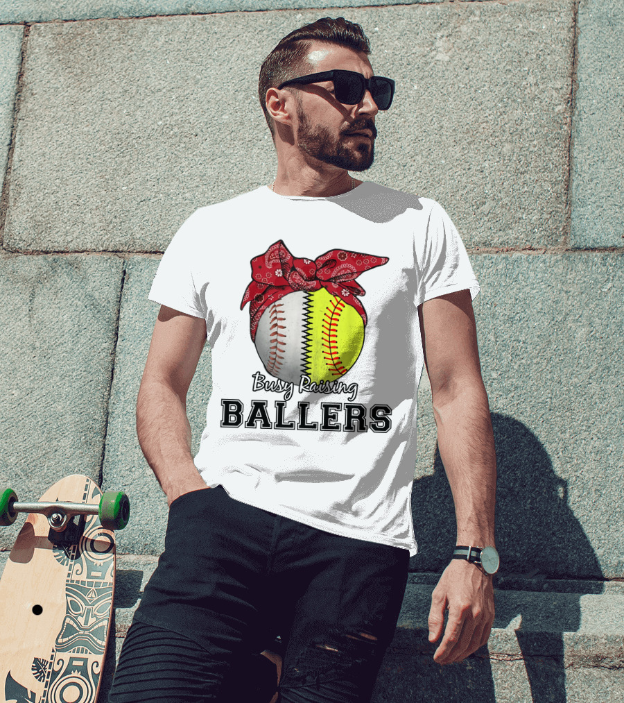 Busy Raising Baseball And Softball Ballers Bandana T-Shirt