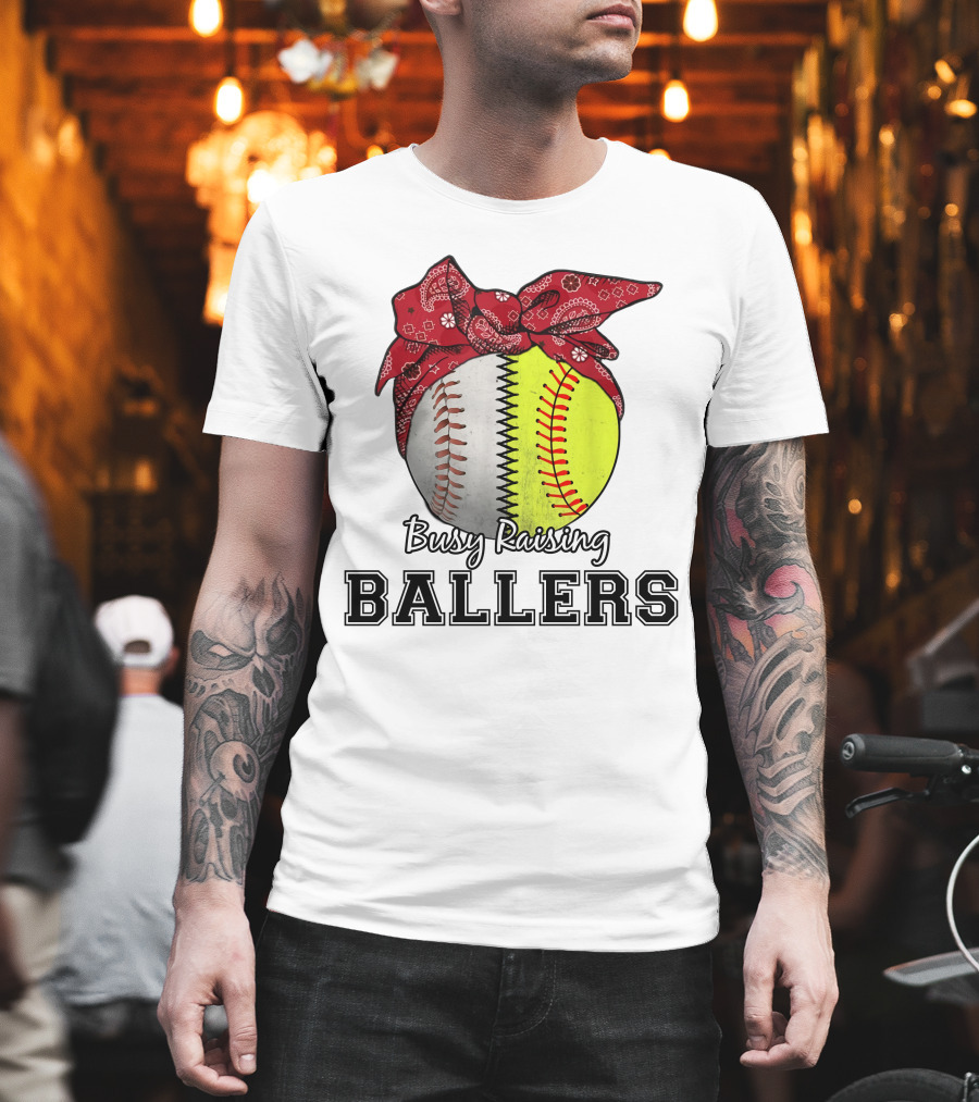 Busy Raising Baseball And Softball Ballers Bandana T-Shirt