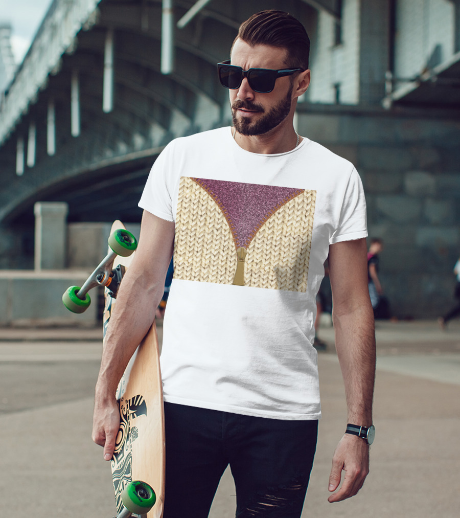 Rose Gold Glitter Knitted Sweater Zipper Tumbler T-Shirt