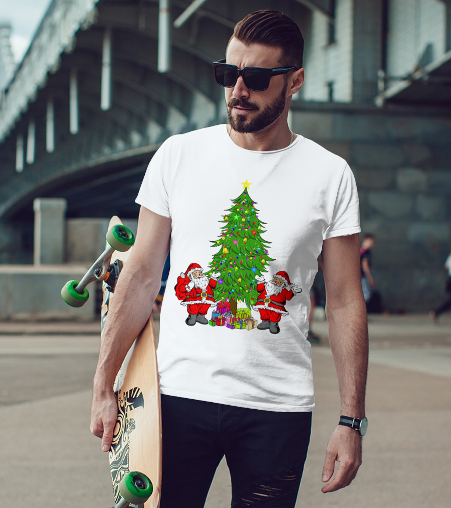 Christmas Tree Santa Claus Presents Holiday Decor T-Shirt