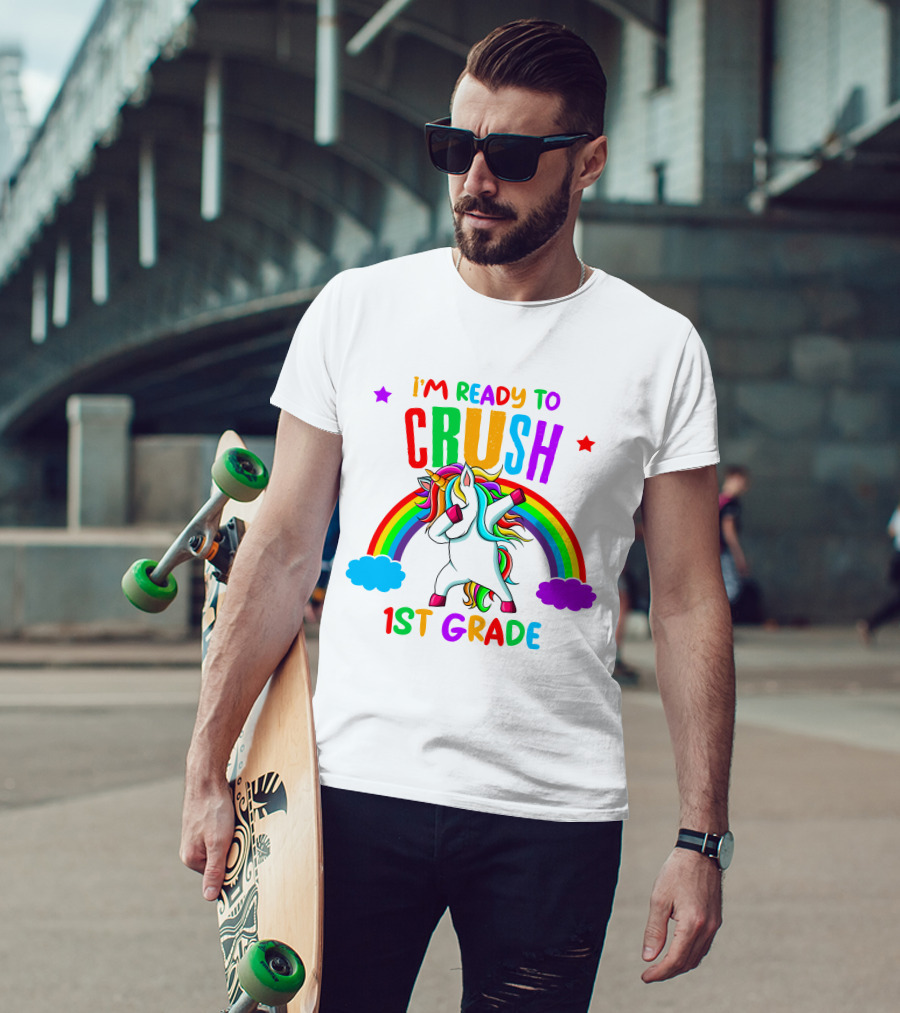I'm Ready To Crush 1st Grade Rainbow Unicorn Dabbing T-Shirt