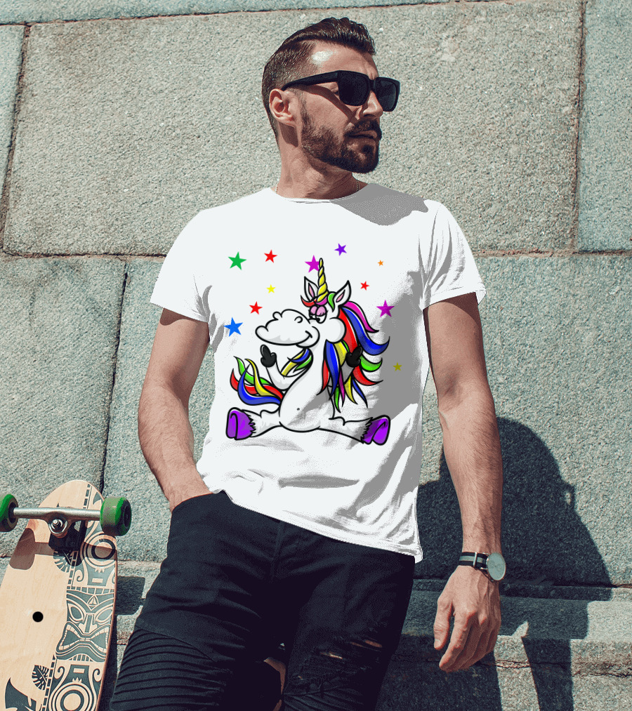 Funny Unicorn Twinkles Rainbow Star T-Shirt