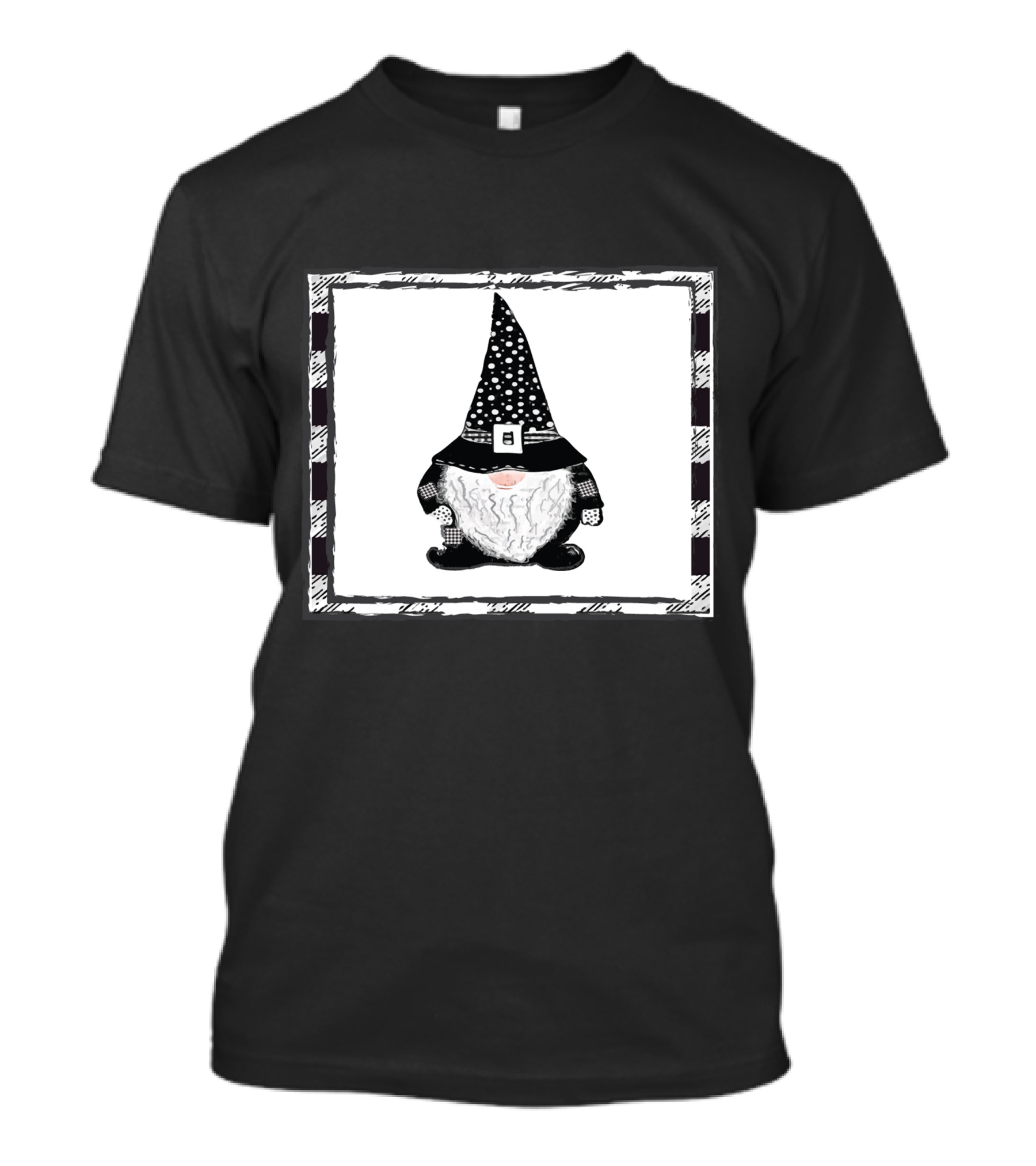 Gnome Black And White Polka Dot Hat Belted T-Shirt