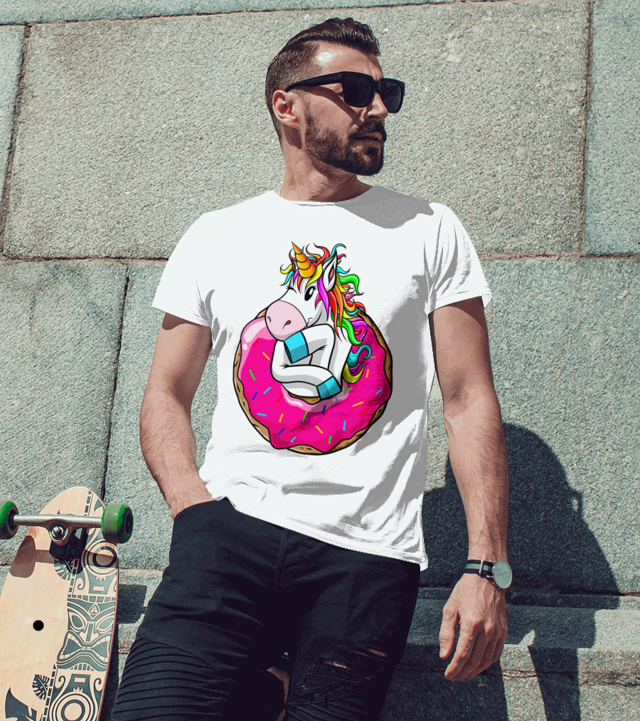 Baby Unicorn Inside Pink Sprinkled Donut T-Shirt