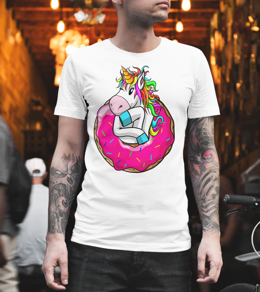 Baby Unicorn Inside Pink Sprinkled Donut T-Shirt