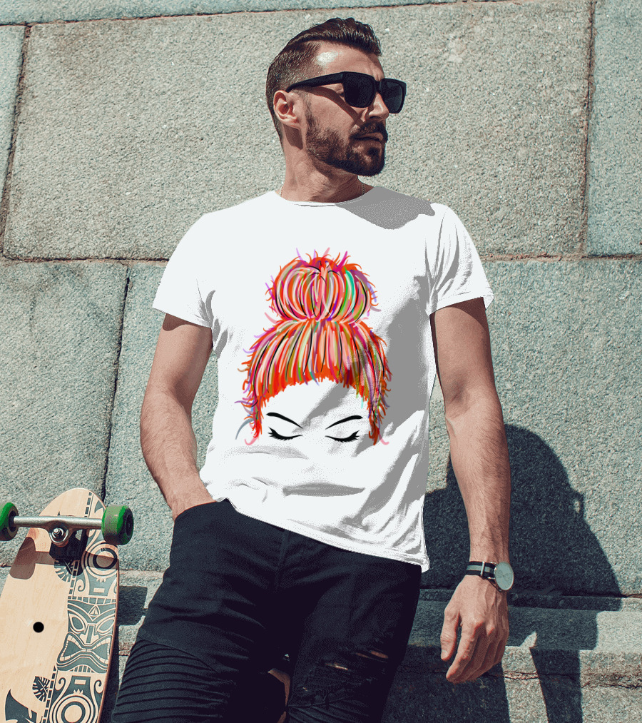 Messy Bun Hair Munlife Colorful Updo T-Shirt
