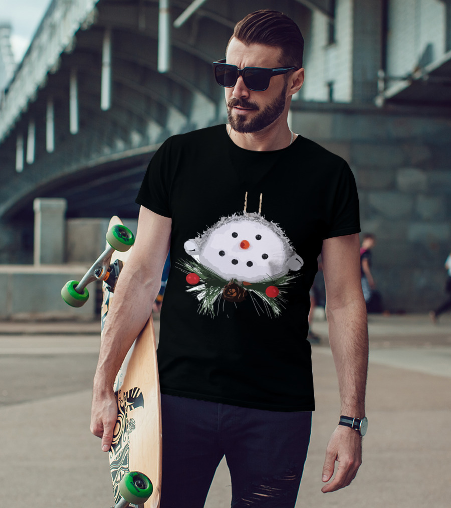 Christmas Snowman Ball Ornament With Pinecones And Berries T-Shirt