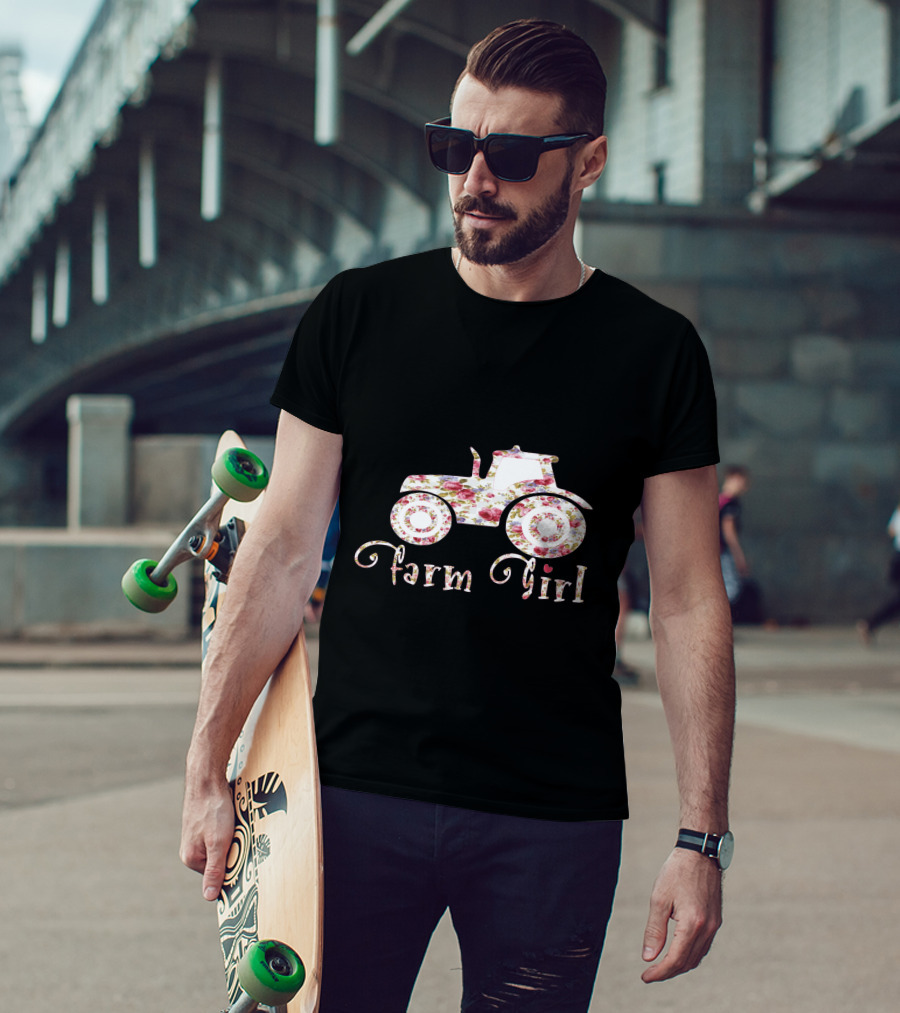 Farm Girl Floral Tractor T-Shirt