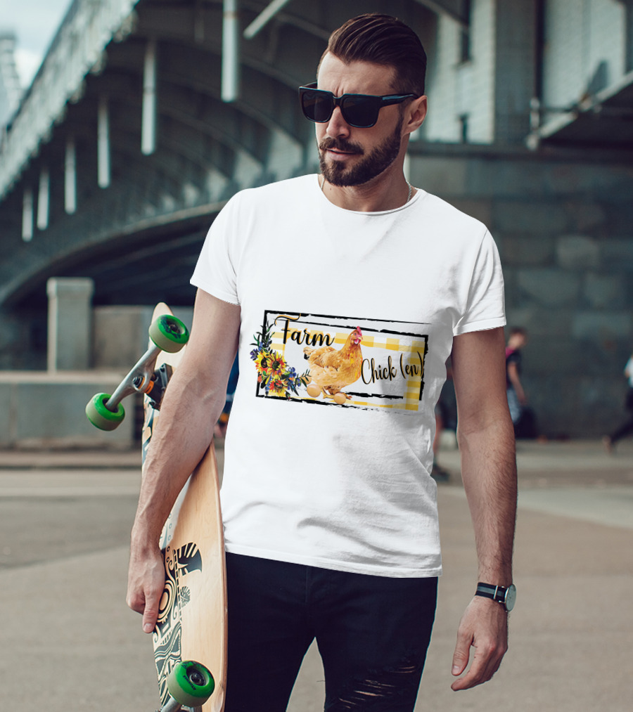 Farm Chicken Sunflower Fall Thanksgiving T-Shirt