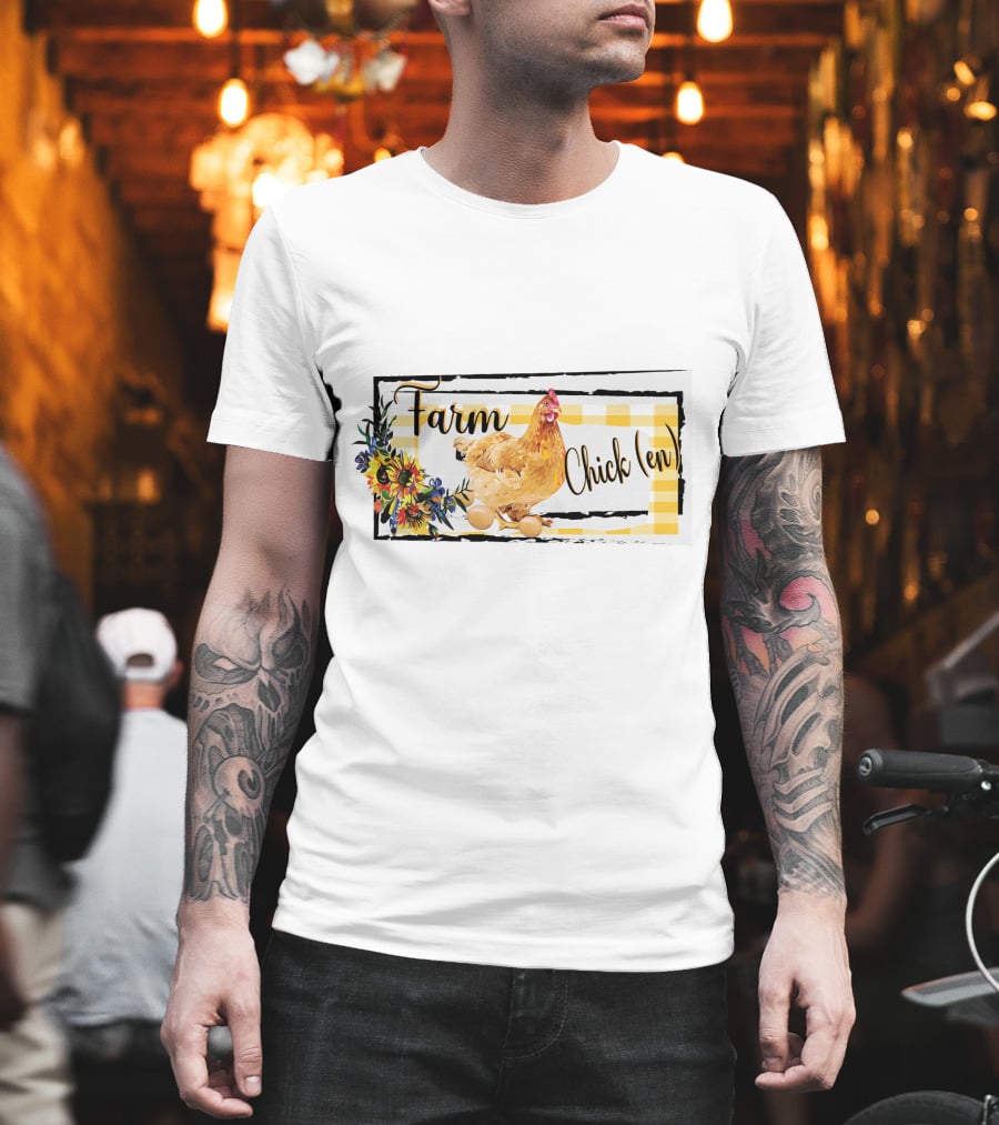 Farm Chicken Sunflower Fall Thanksgiving T-Shirt