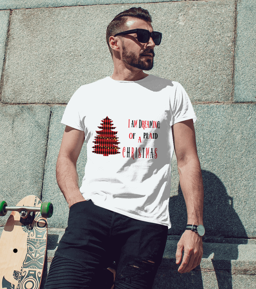 I Am Dreaming Of A Plaid Christmas Tree With Festive Red Black T-Shirt