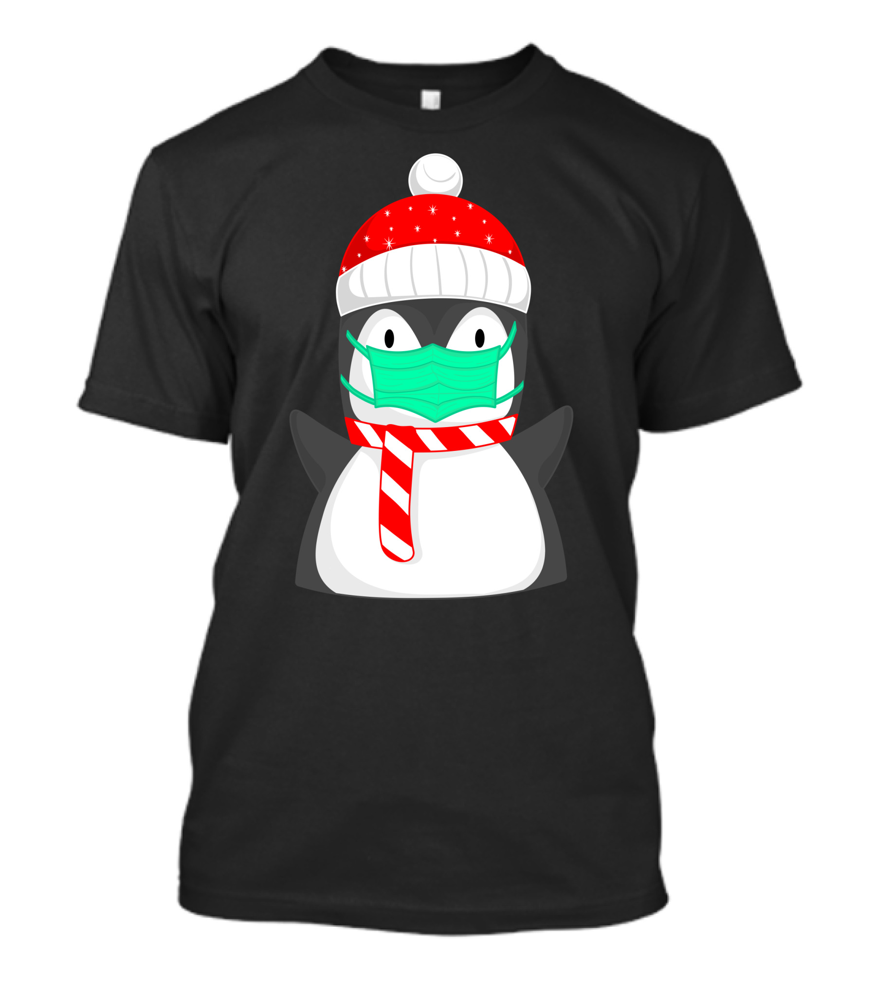 Pineguine Masked Penguin In Winter Hat And Scarf T-Shirt