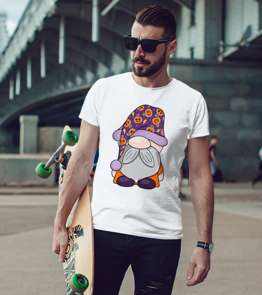 Fantastic Gnome Halloween Pumpkin Pattern Hat And Costume T-Shirt