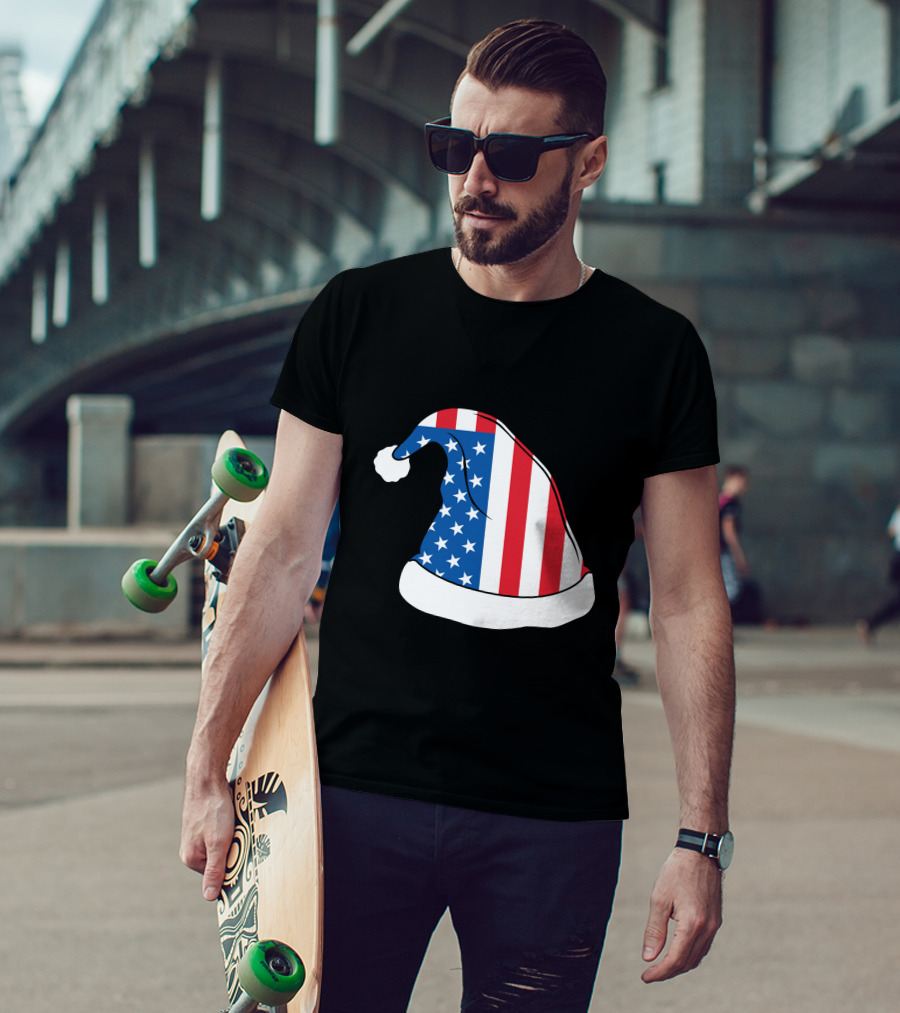 USA Flag Santa Hat Christmas Hat T-Shirt