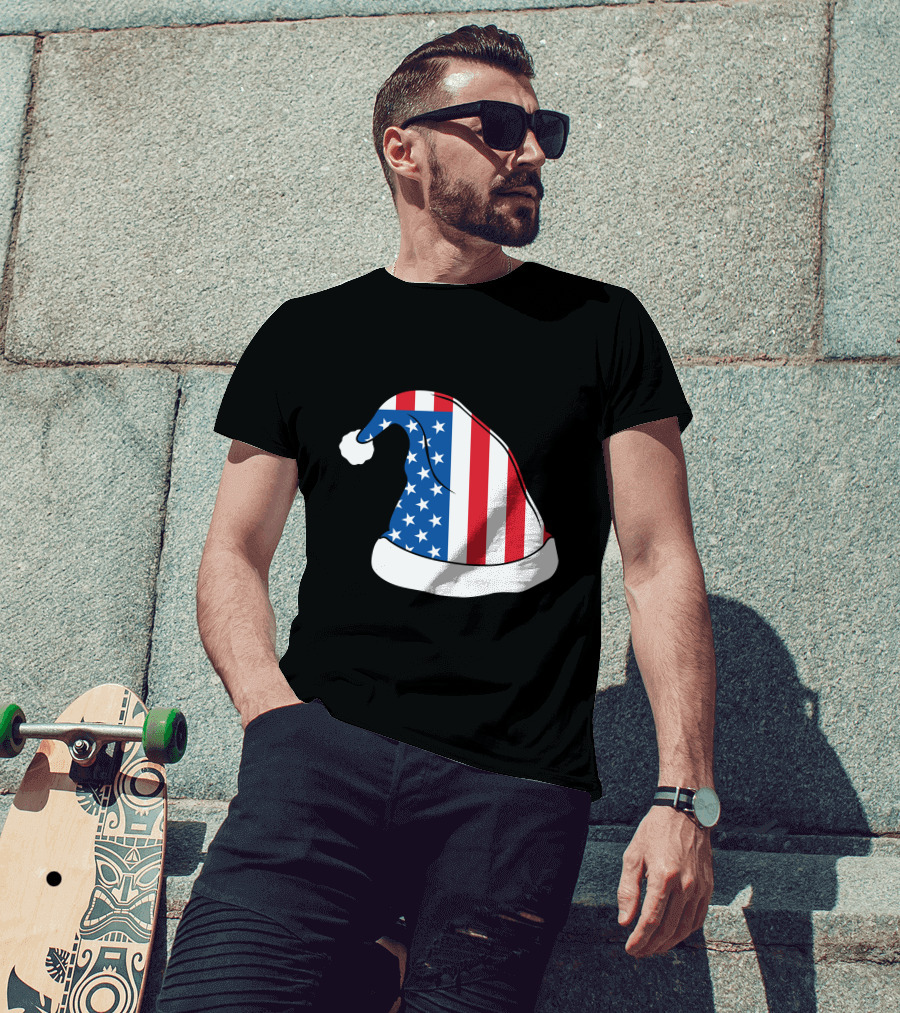 USA Flag Santa Hat Christmas Hat T-Shirt