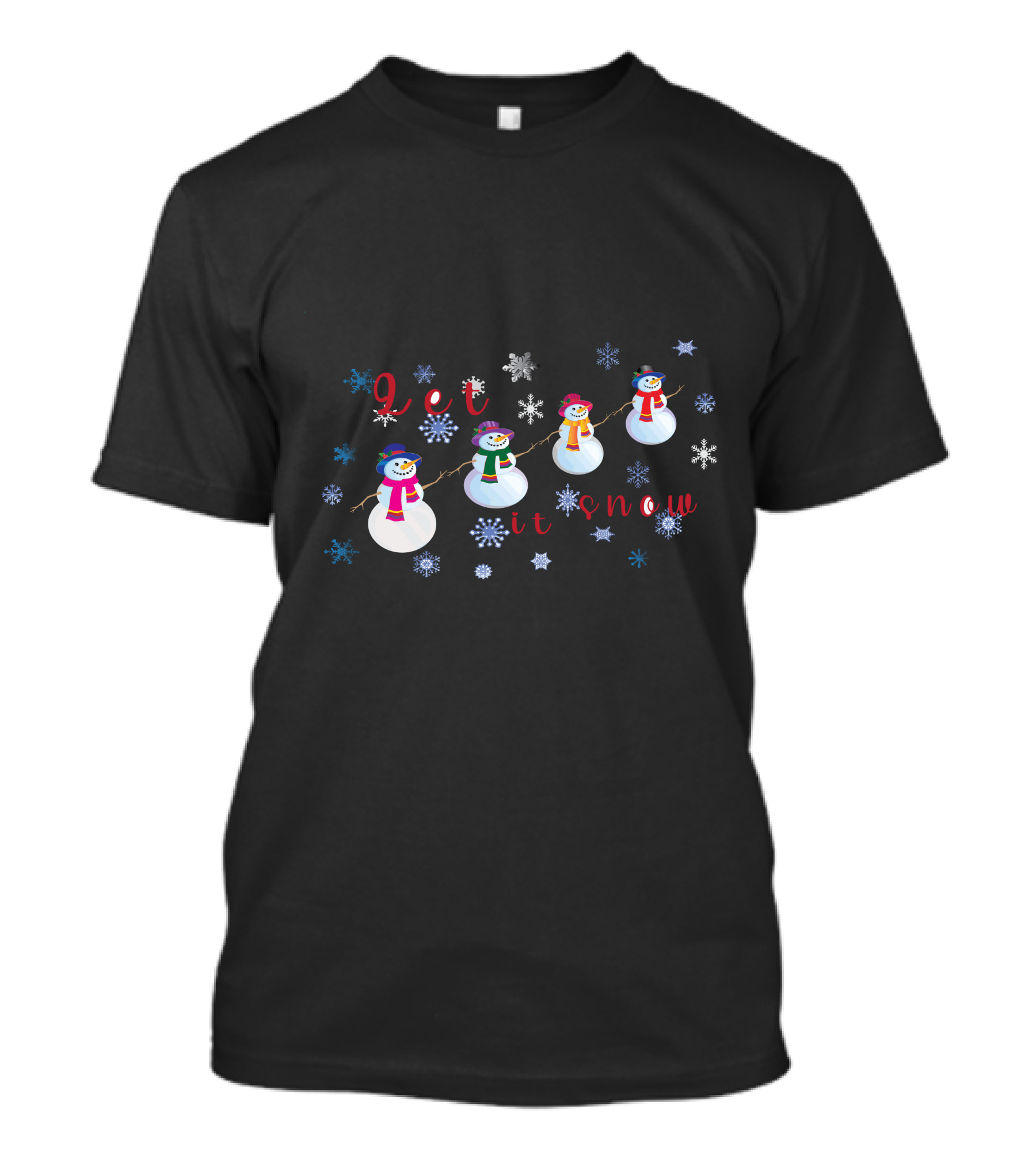 Let It Snow Christmas Snowmen And Snowflakes T-Shirt