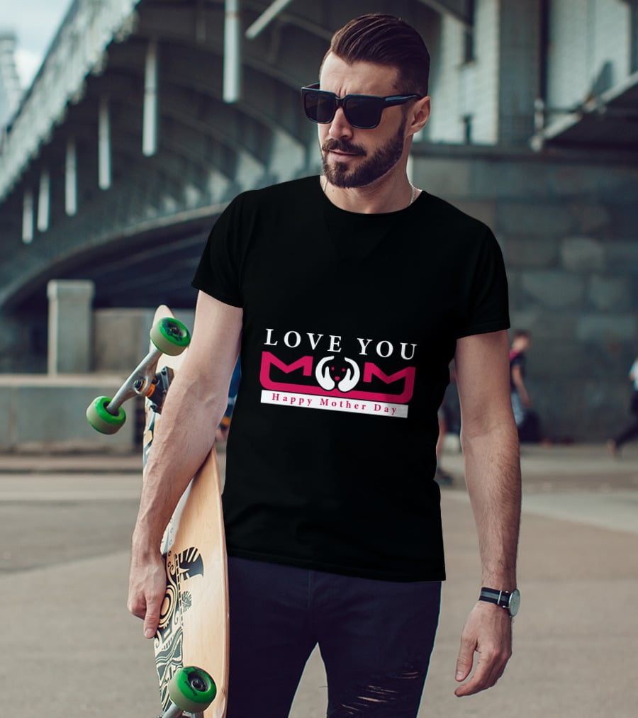 Love You Mom Heart Hands Happy Mother Day T-Shirt
