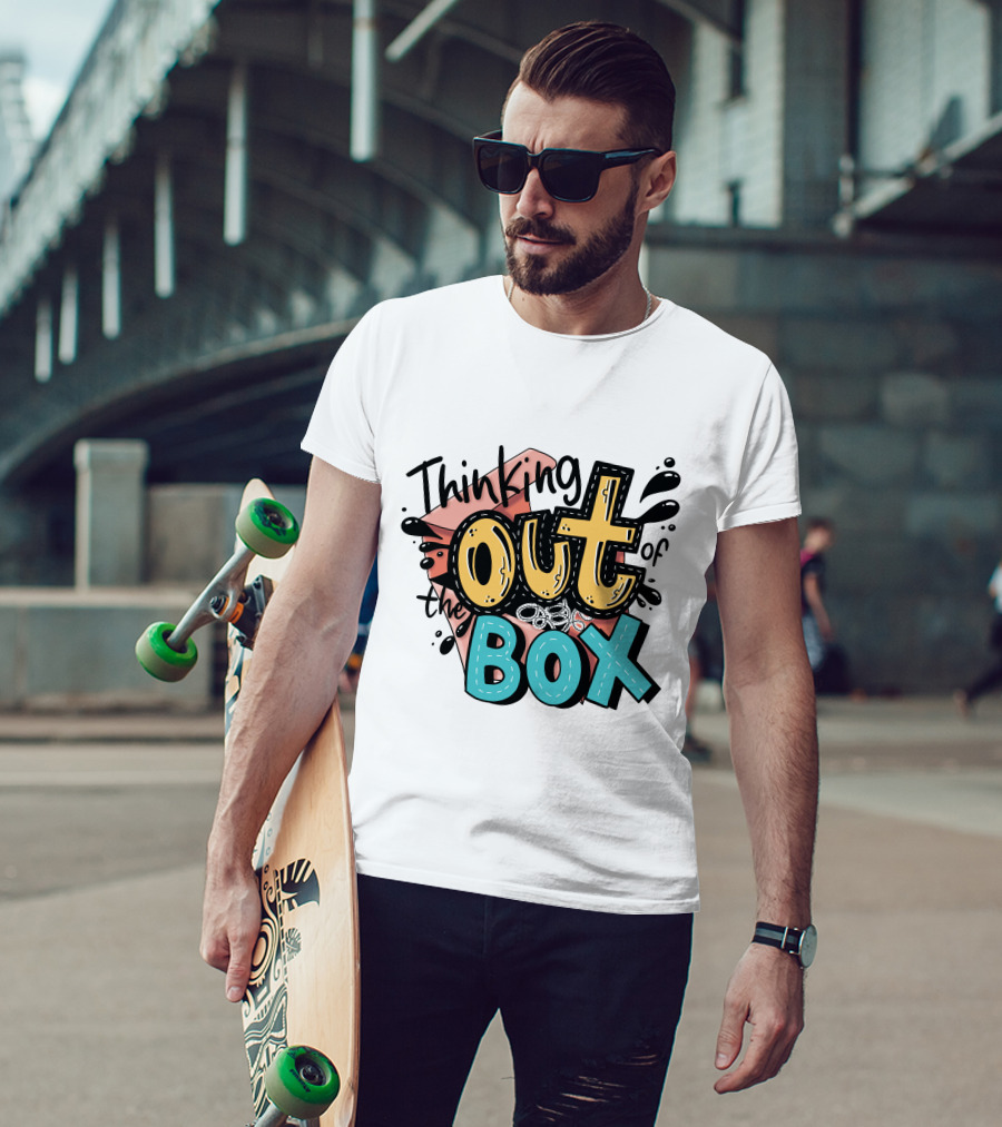 Thinking Out Of The Box Creative Typography T-Shirt