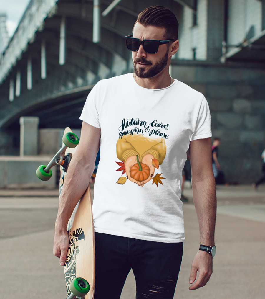 Autumn Leaves Pumpkin Please Cozy Fall Vibes T-Shirt