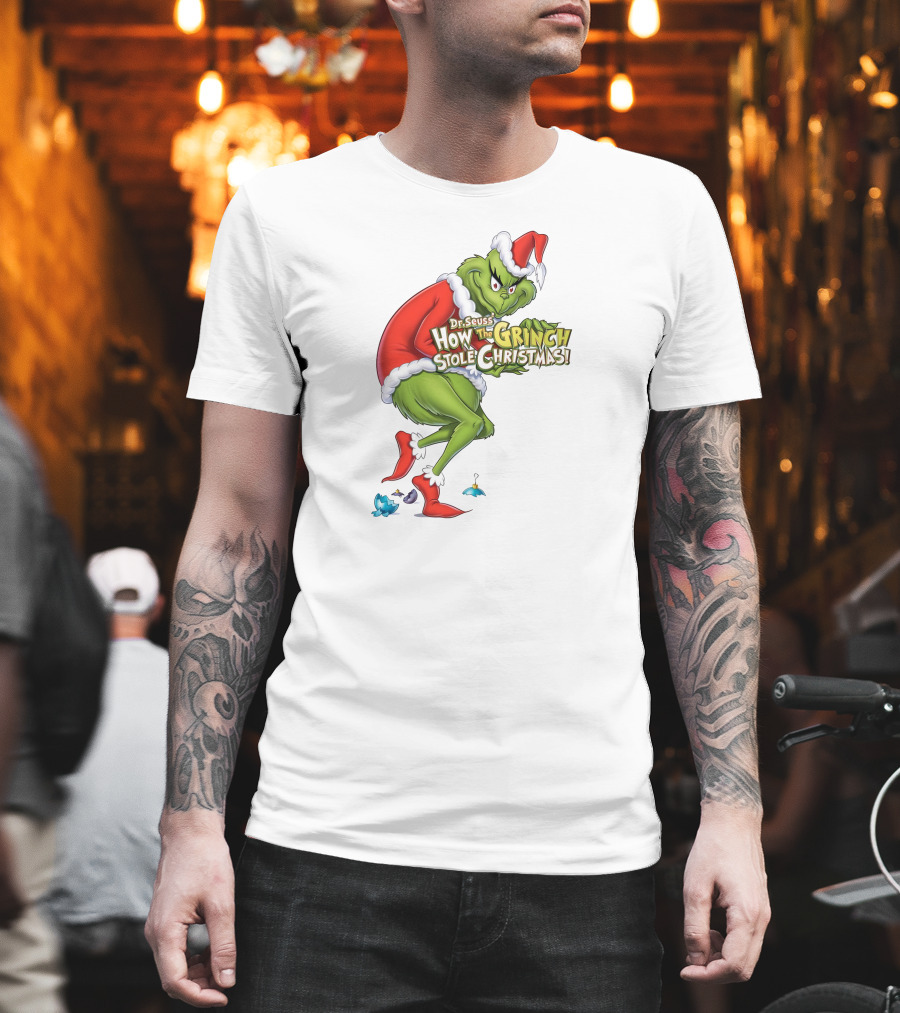 Dr Seuss How The Grinch Stole Christmas Santa Grinch Mischievous Pose T-Shirt