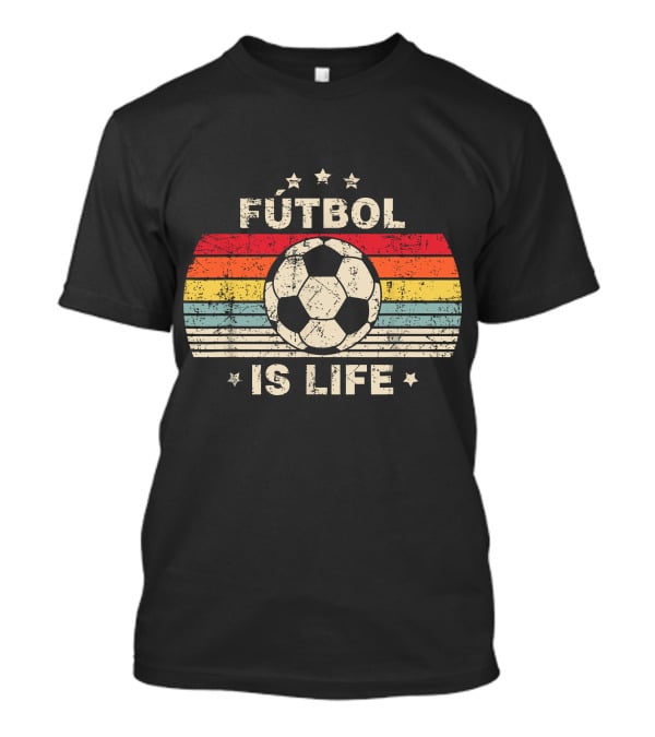 Fútbol Is Life Retro Soccer Ball Stripe Stars T-Shirt