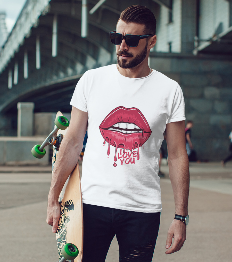 Lips Dripping Pink Love You Kiss Blood T-Shirt