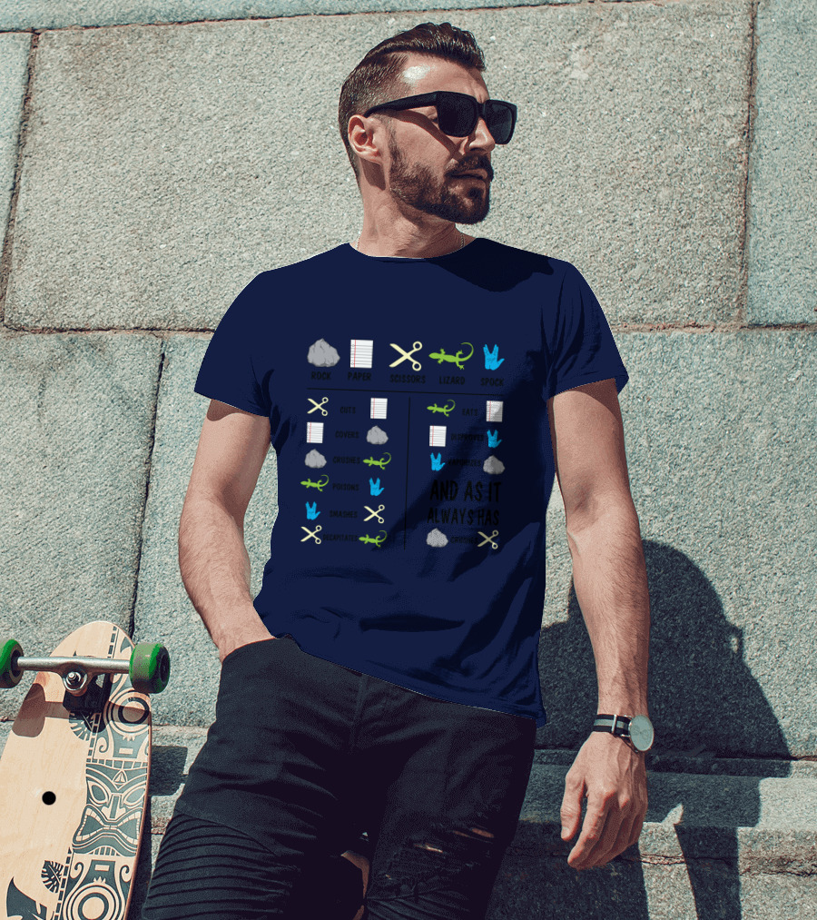 Rock Paper Scissors Lizard Spock And As It Always Has T-Shirt