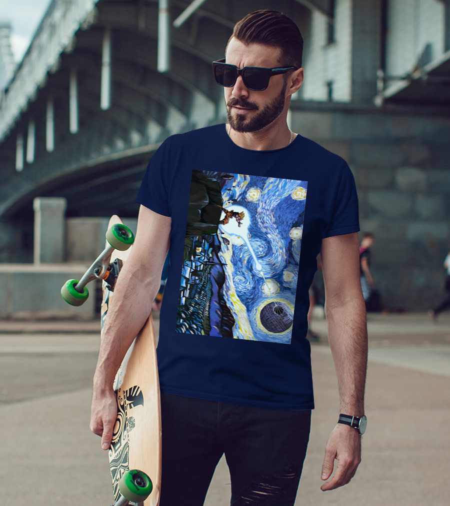 Son Goku Kamehameha Meets Death Star In Starry Night Fusion T-Shirt