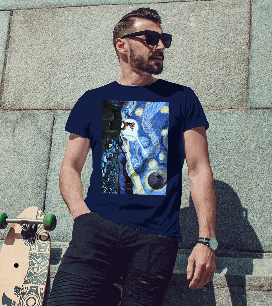 Son Goku Kamehameha Meets Death Star In Starry Night Fusion T-Shirt