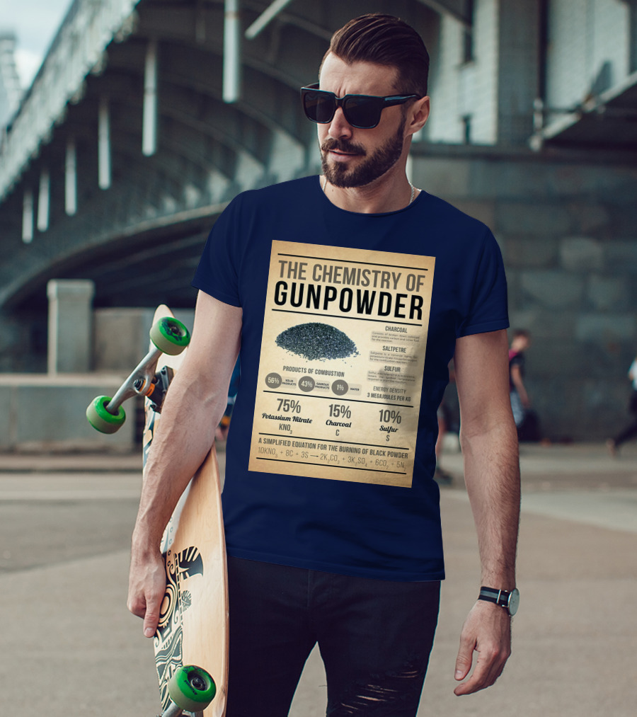 The Chemistry Of Gunpowder Formula: Potassium Nitrate Charcoal Sulfur Ratio And Energy Density T-Shirt