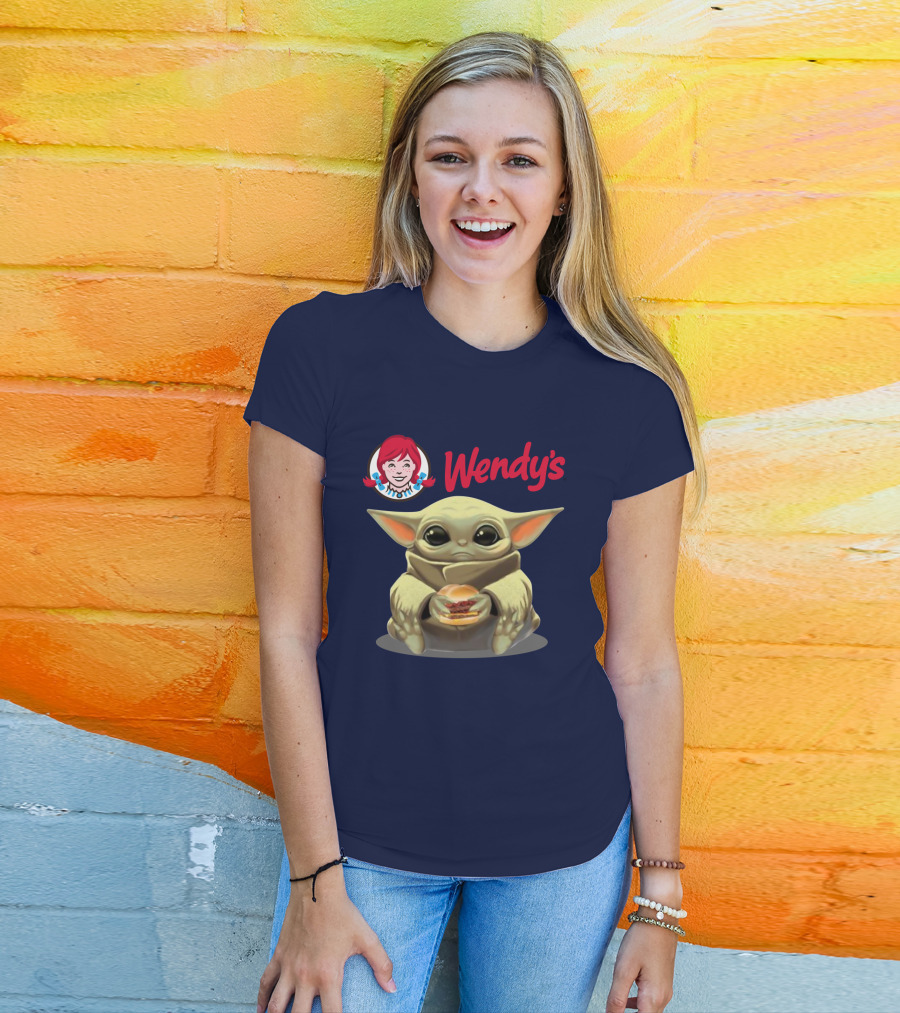 Baby Yoda Hugging Wendy's Hamburger Star Wars T-Shirt