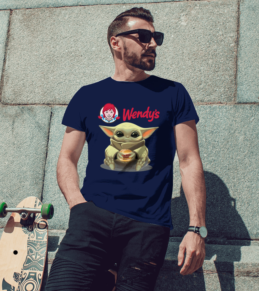 Baby Yoda Hugging Wendy's Hamburger Star Wars T-Shirt