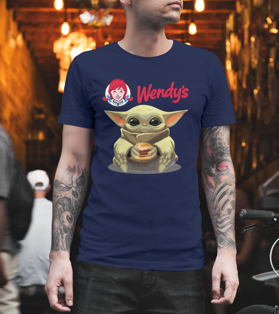 Baby Yoda Hugging Wendy's Hamburger Star Wars T-Shirt