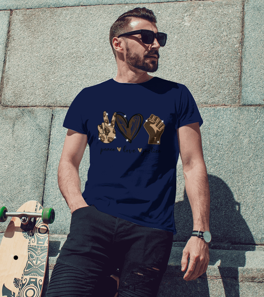 Peace Love Justice Glittering Icons Diamond Oversized Plus Size T-Shirt