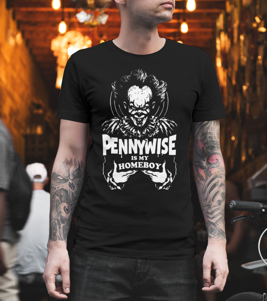 Pennywise Is My Homeboy Creepy Clown Graphic Horror T-Shirt