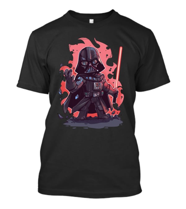 Darth Vader Cartoon With Lightsaber Star Wars Character T-Shirt