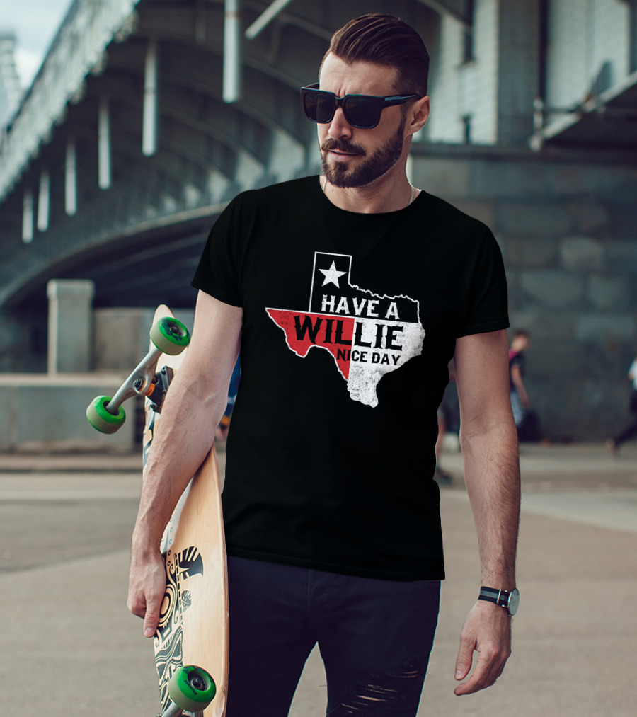 Have A Willie Nice Day Texas Flag Outline T-Shirt